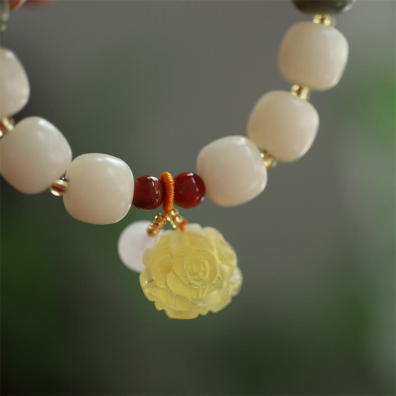 Gradient Bodhi Seed Amber Lotus Peace Bracelet - Image 7