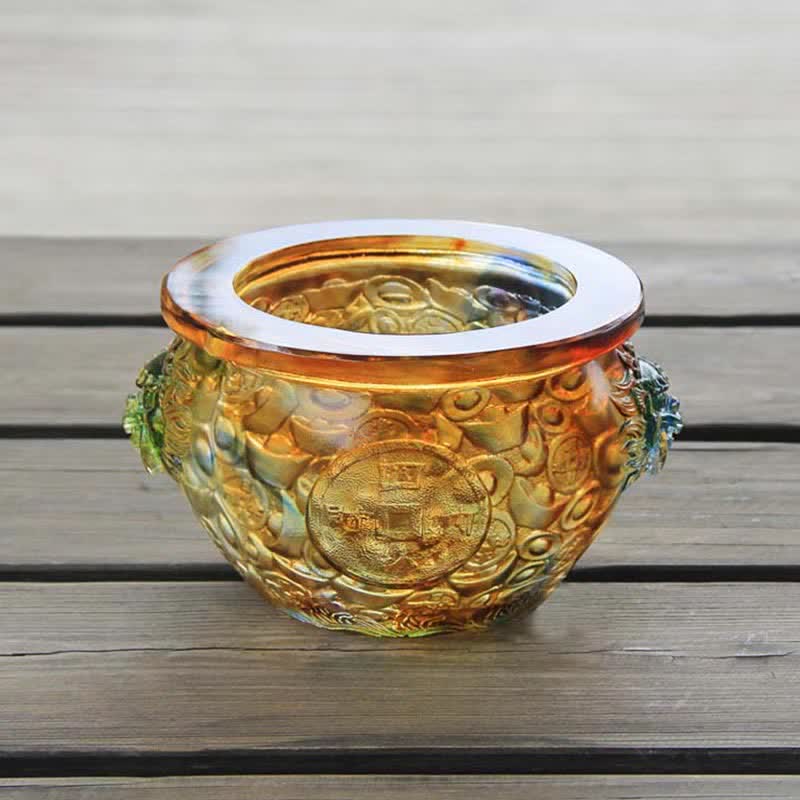 Handmade Liuli Crystal Treasure Bowl Art Piece Home Decoration - Image 6