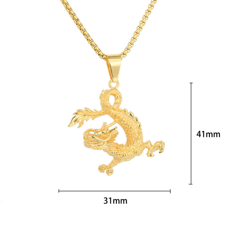 Dancing Dragon Pattern Luck Necklace Pendant - Image 6