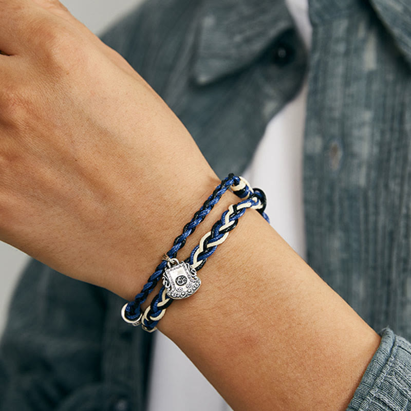 925 Sterling Silver Om Mani Padme Hum Swastika Handmade Protection Bracelet - Image 13