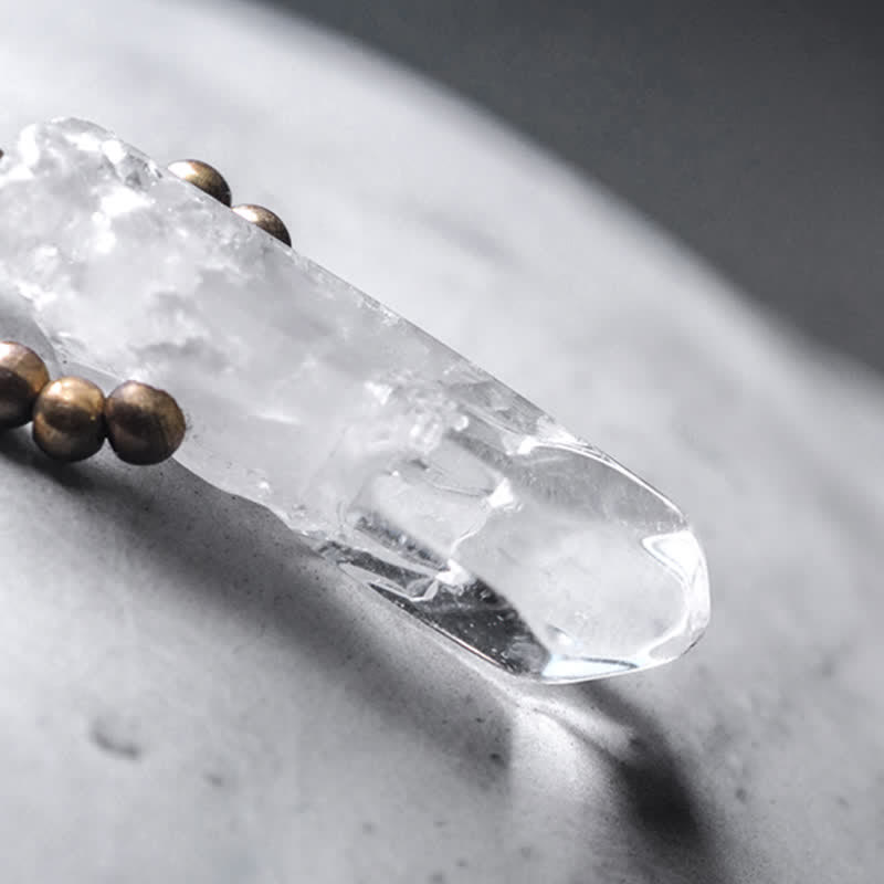 Black Rutilated Quartz Ebony Wood White Crystal Success Couple Bracelet - Image 13