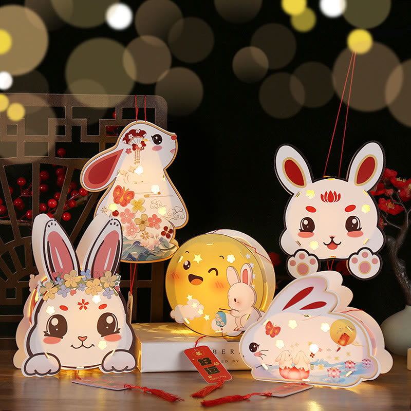 DIY Good Luck Cute Rabbit Paper Lantern Lamp Mid-Autumn Festival Lantern Decoration