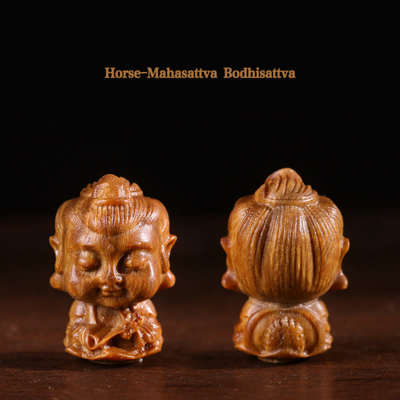 Chinese Zodiac Natal Buddha Green Sandalwood Lotus Engraved Positive Home Decoration - Image 9