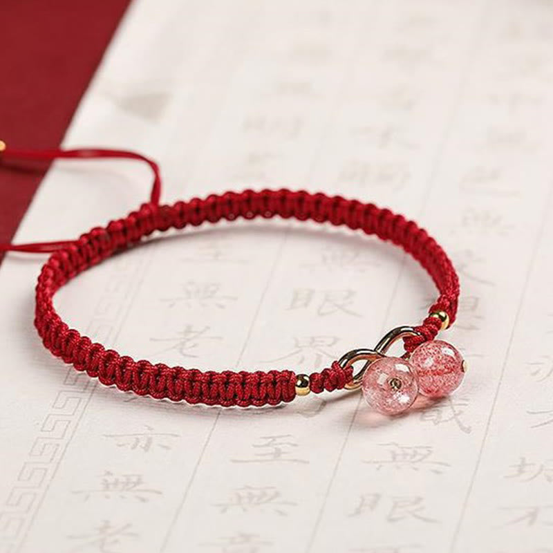 Natural Strawberry Quartz Amethyst Green Phantom Bead Positive Bracelet - Image 8