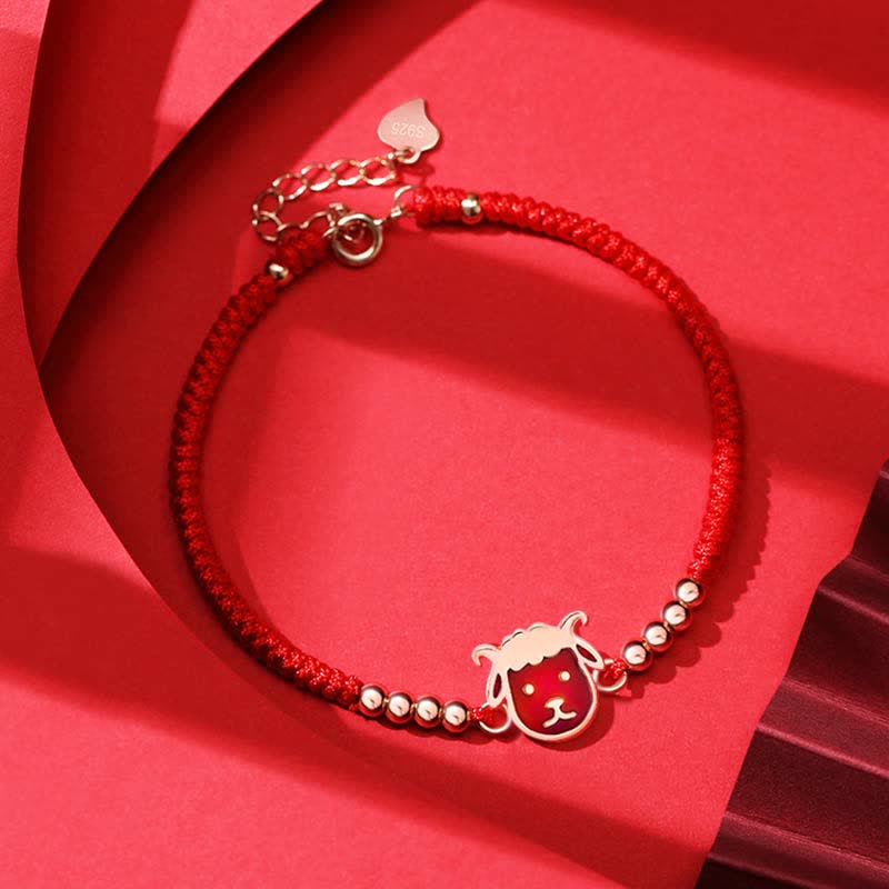 925 Sterling Silver Chinese Zodiac Luck Faith Discolor Red String Bracelet - Image 16