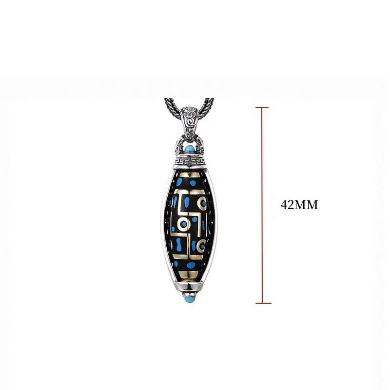 Tibetan Om Mani Padme Hum Nine-Eye Dzi Bead Pattern Peace Purity Rotatable Necklace Pendant - Image 10