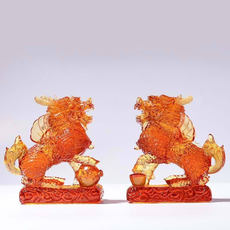 Feng Shui Kirin Handmade Liuli Crystal Art Piece Fortune Home Office Decoration - Image 14