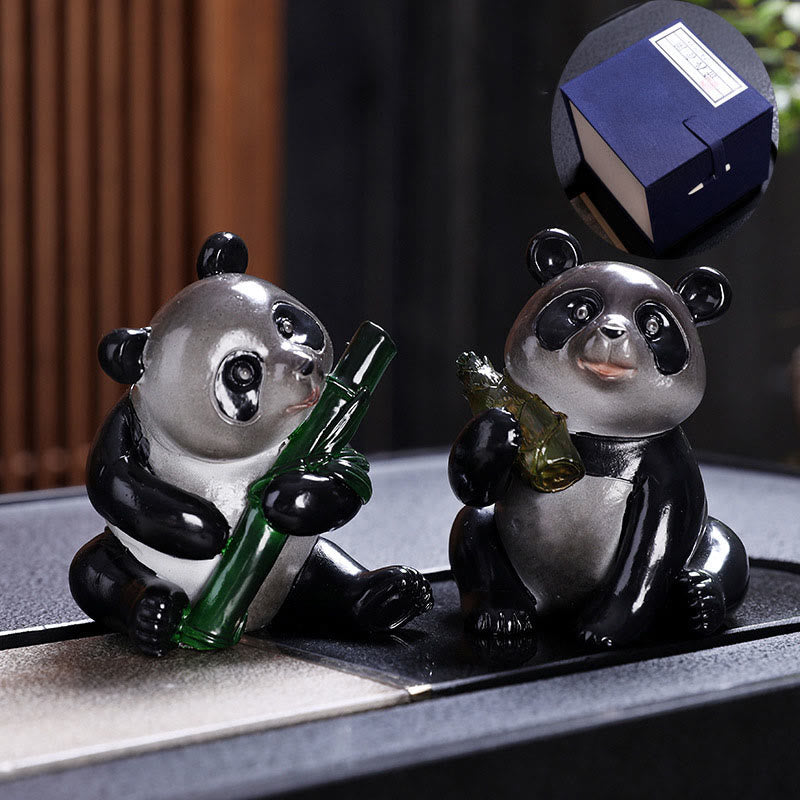Color Changing Small Cute Panda Bamboo Tea Pet Resin Home Figurine Decoration - Image 12