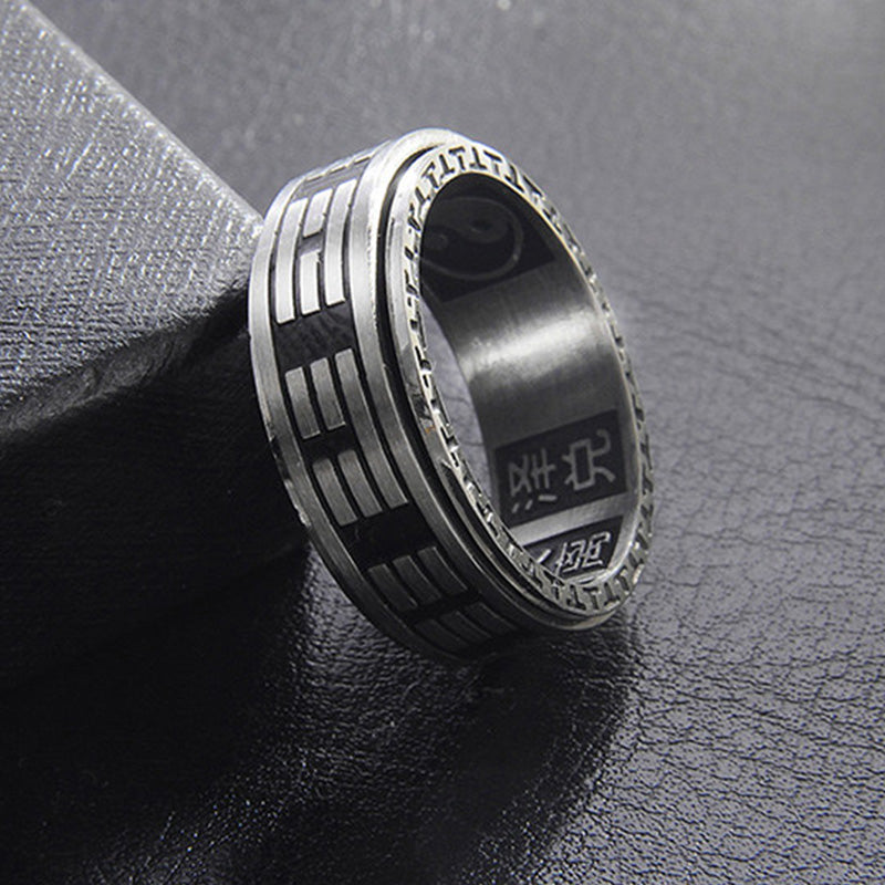 Bagua Yin Yang Titanium Steel Balance Rotatable Ring - Image 11