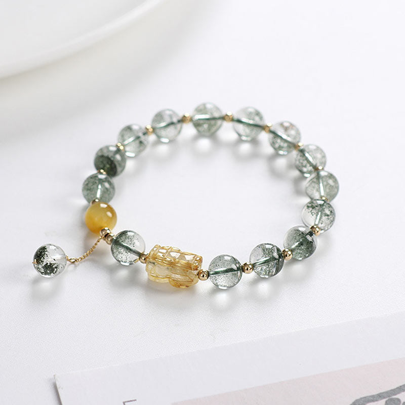 Green Phantom Citrine PiXiu Confidence Bracelet - Image 6