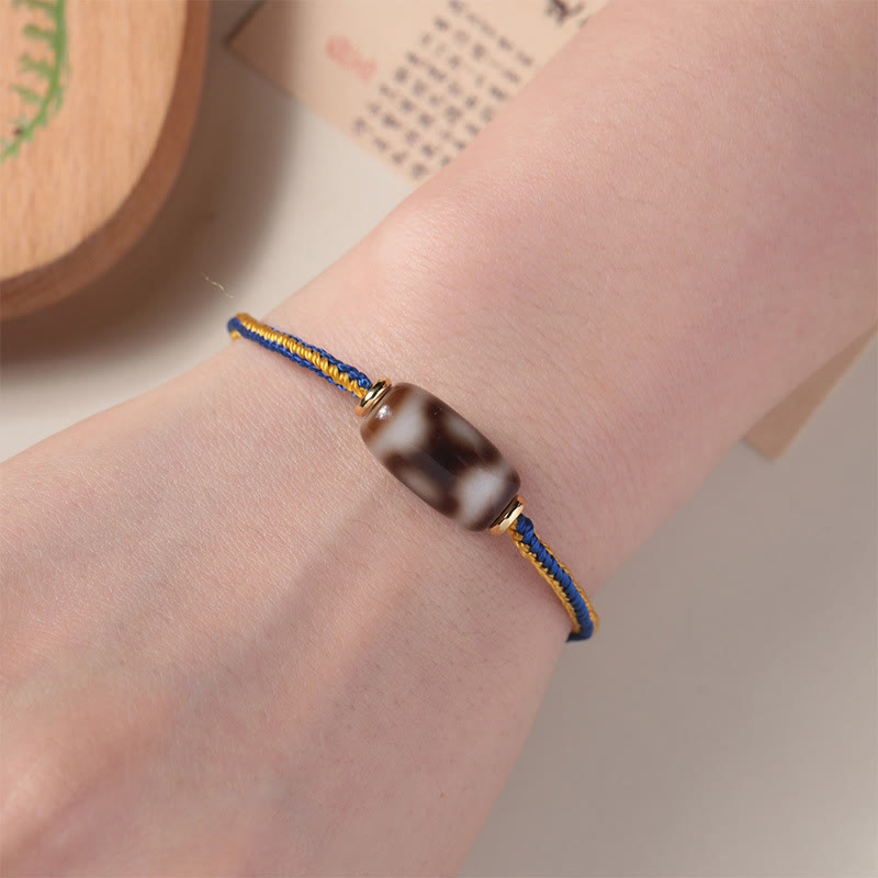 Tibetan Three-eyed Dzi Bead Luck Happiness Bracelet - Image 5