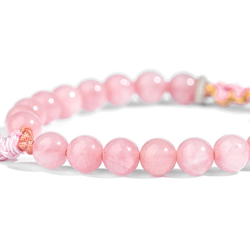 999 Sterling Silver Natural Red Agate Pink Crystal Cherry blossom Bracelet - Image 6