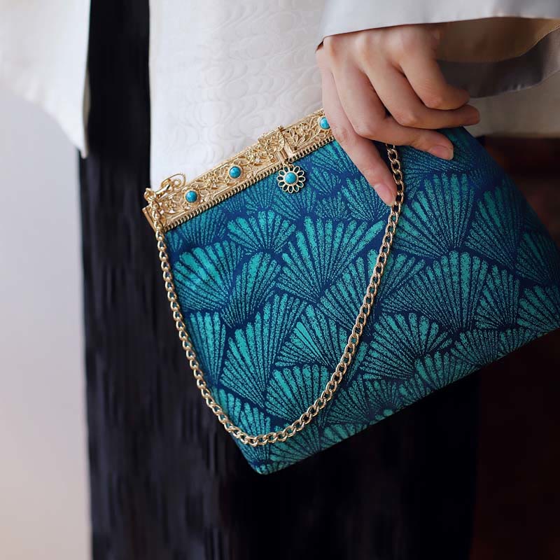 Blue Lines Metal Chain Crossbody Bag Shoulder Bag Handbag