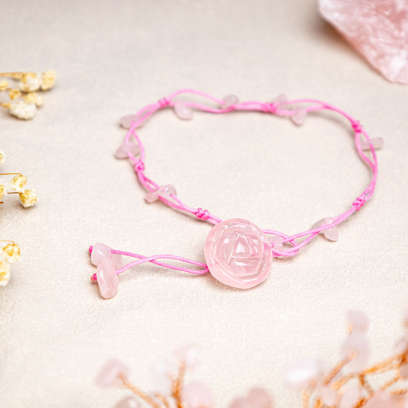 Amethyst Pink Crystal Green Aventurine Rose Inner Peace Healing Anklet - Image 8