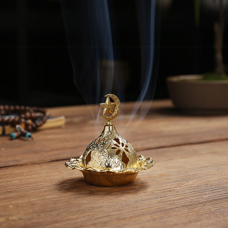 Gold Gourd Star Feather Spiritual Meditation Mini Alloy Metal Incense Burner - Image 9