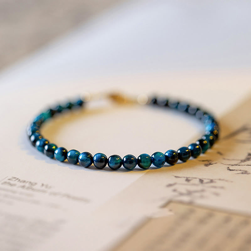 Natural Blue Tiger Eye Stone Protection Chain Bracelet