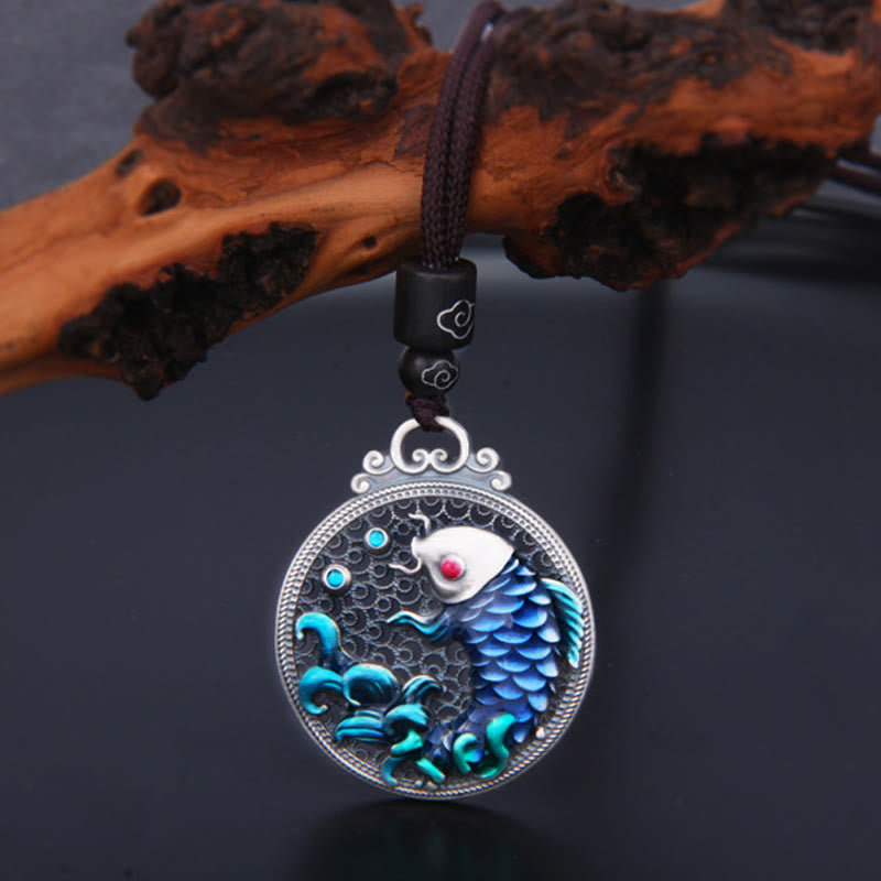 999 Sterling Silver Luck Koi Fish Success Prosperity Necklace Pendant - Image 5