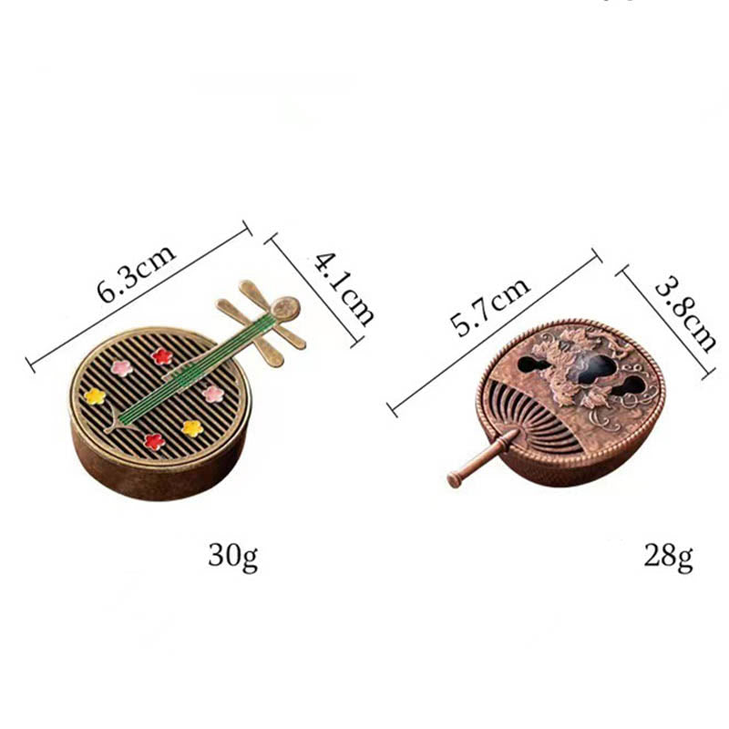 Small Mini Gourd Fan Pipa Copper Alloy Incense Burner Decoration With Incense - Image 14