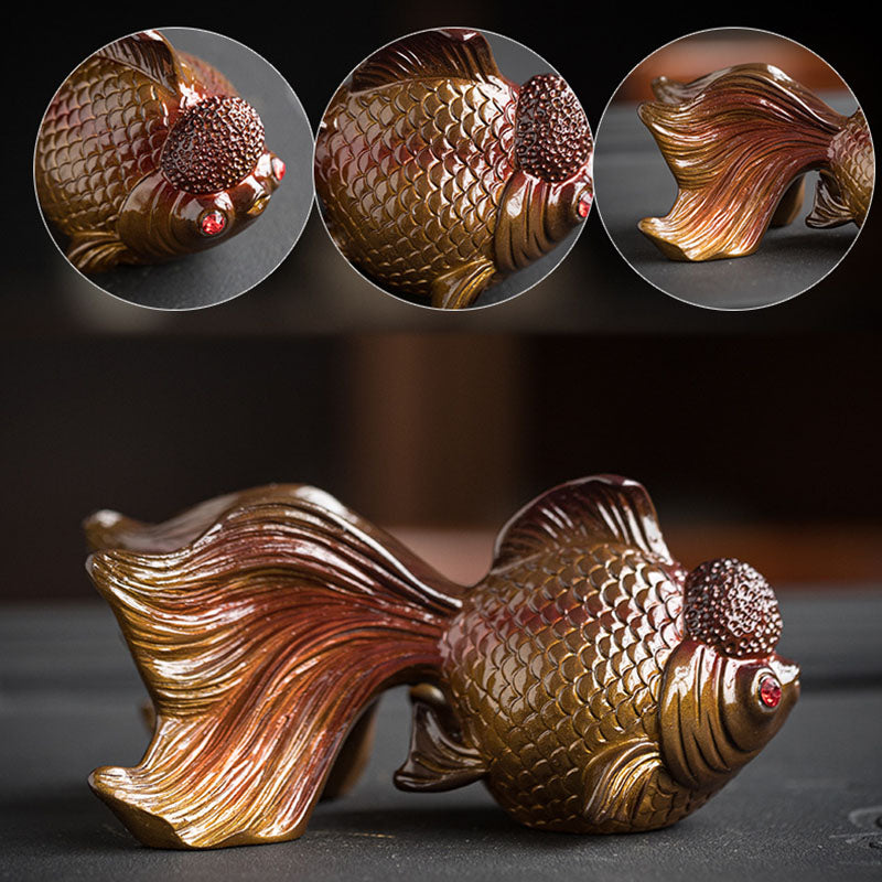 Color Changing Koi Fish Resin Tea Pet Wealth Home Figurine Decoration - Image 13