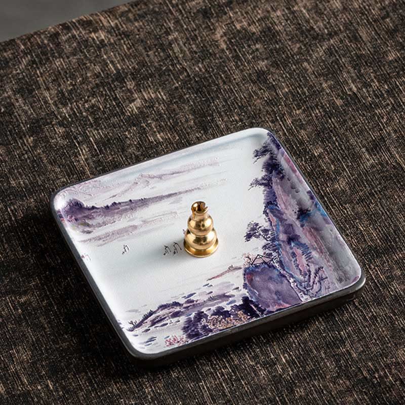 Mountain Lake Flower Leaf Healing Ceramic Plate Tray Stick Incense Burner Decoration - Image 16
