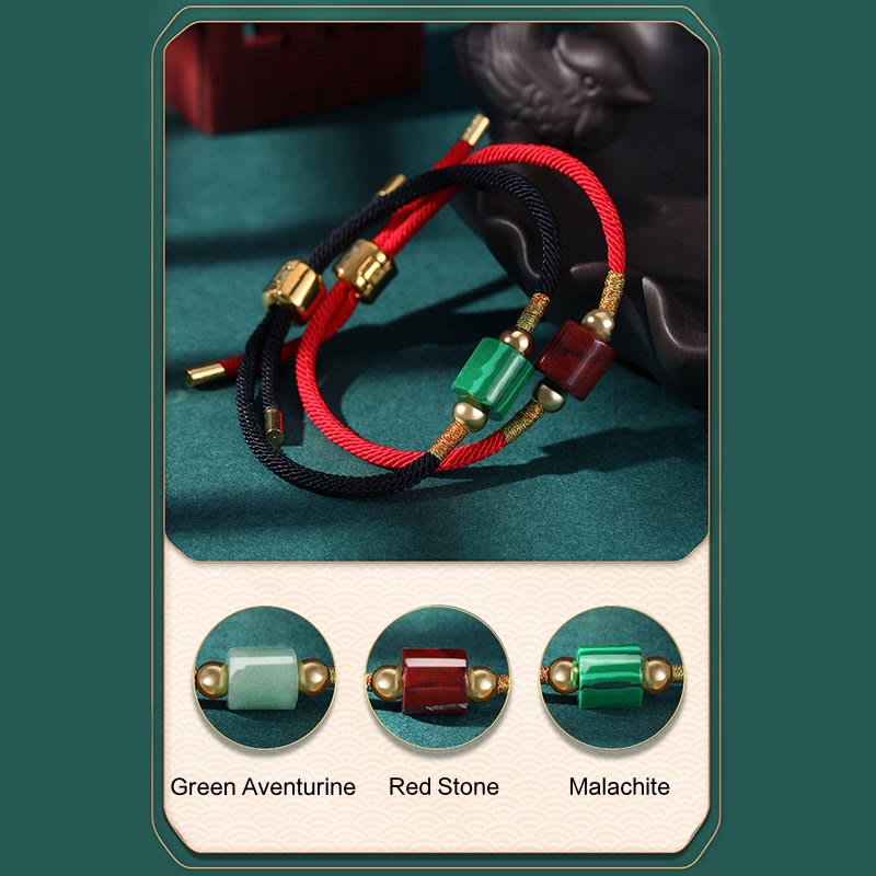 Tibet Handmade Green Aventurine Red Stone Malachite Luck Protection Braided Rope Bracelet - Image 19