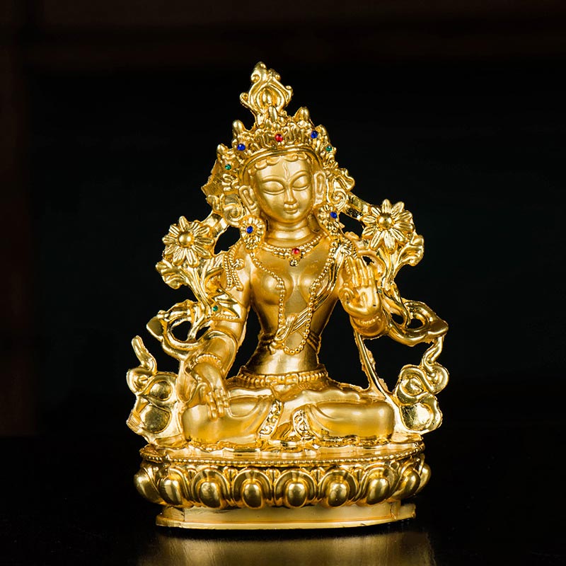 Bodhisattva White Tara Hope Protection Gold Plated Statue Decoration - Image 5