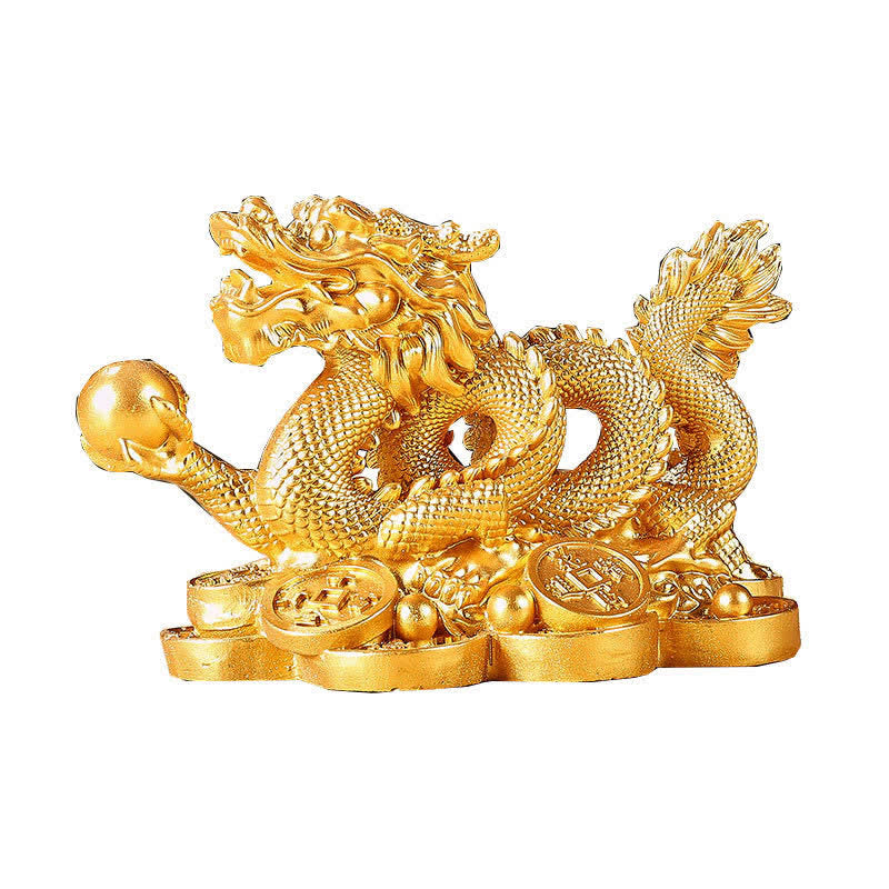 Feng Shui Dragon Copper Coin Wealth Success Luck Decoration