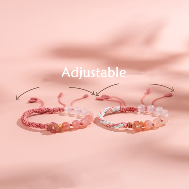 Natural Gradient Agate Reincarnation Knot Peach Blossom Wealth Luck Handmade String Bracelet - Image 13