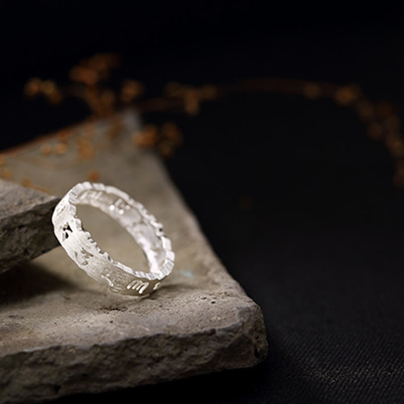 Tibetan 925 Sterling Silver Om Mani Padme Hum Peace Hollow Ring - Image 10