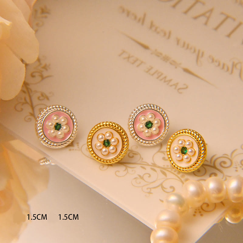 Enamel Flower Luck Earrings