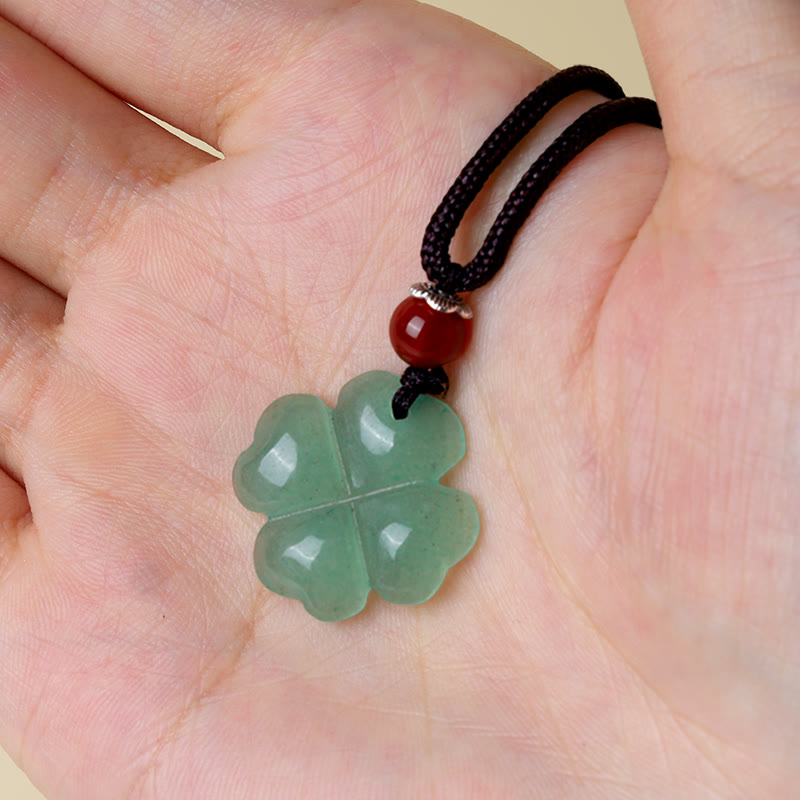 925 Sterling Silver Green Aventurine Four Leaf Clover Luck Leather Rope Necklace Pendant - Image 8