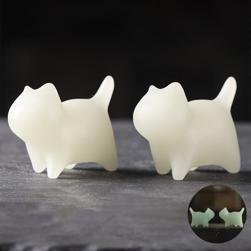 2Pcs Mini Cute Cat Glowstone Luminous Lucky Cat Energy Decoration