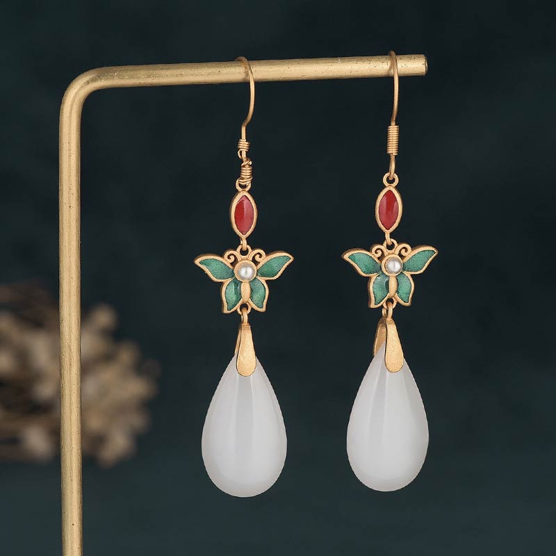FengShui White Jade Luck Drop Earrings - Image 5