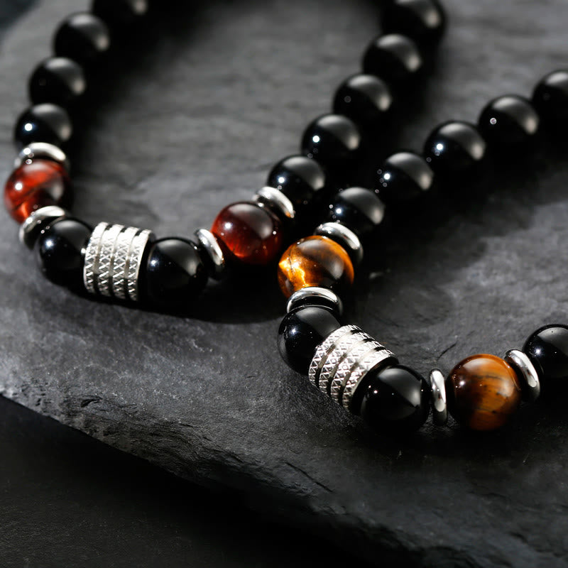 Natural Black Obsidian Tiger Eye Strength Fulfillment Bracelet - Image 4