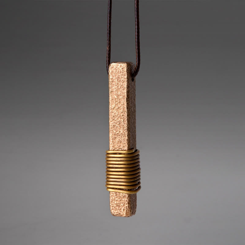 Vintage Textured Design Copper Wealth Necklace Pendant