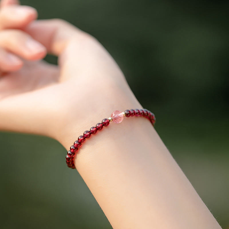 Natural Garnet Strawberry Quartz Calm Bracelet - Image 4