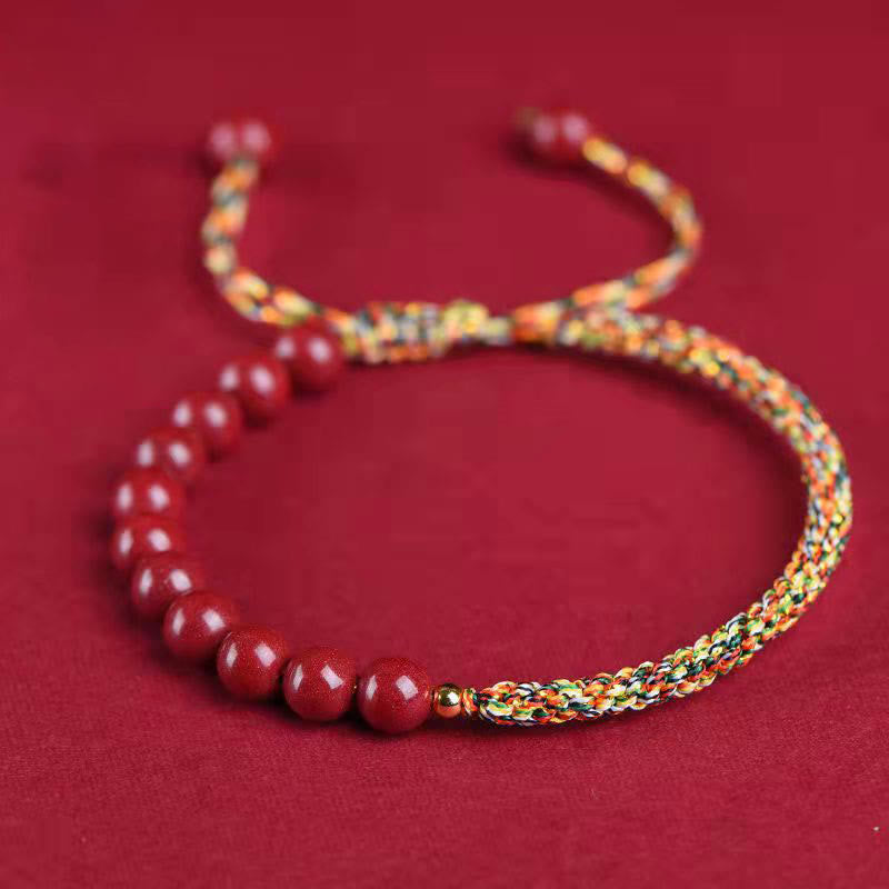 Natural Cinnabar King Kong Knot Blessing String Bracelet