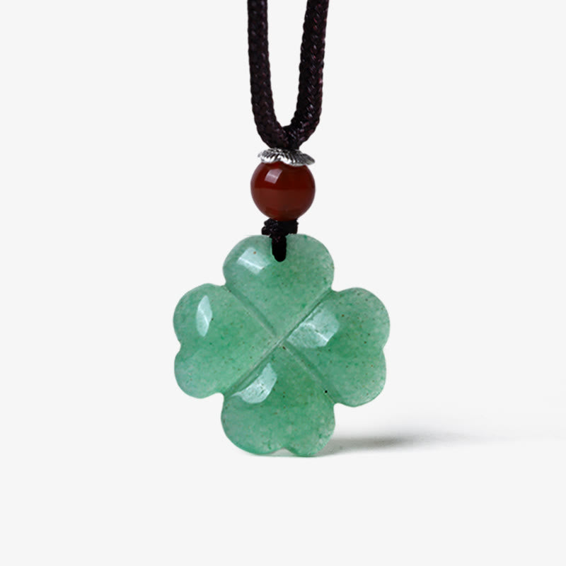 925 Sterling Silver Green Aventurine Four Leaf Clover Luck Leather Rope Necklace Pendant - Image 9