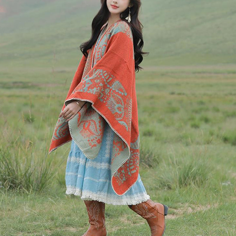 Tibetan Shawl Simple Pattern Winter Cozy Travel Scarf Wrap - Image 13