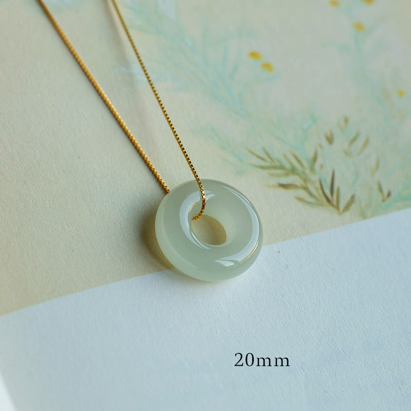 Natural Round Jade Peace Buckle Luck Abundance Necklace Pendant - Image 7