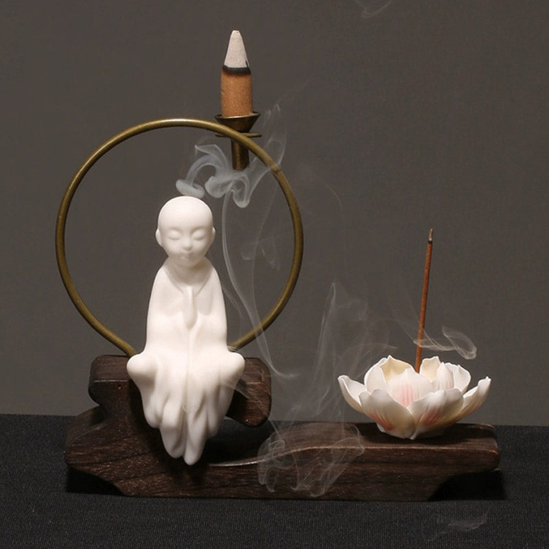Ceramic Lotus Healing Meditation Incense Burner Decoration - Image 10