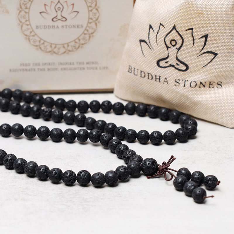 108 Natural Lava Rock Beads Prayer Mala Bracelet Necklace - Image 5