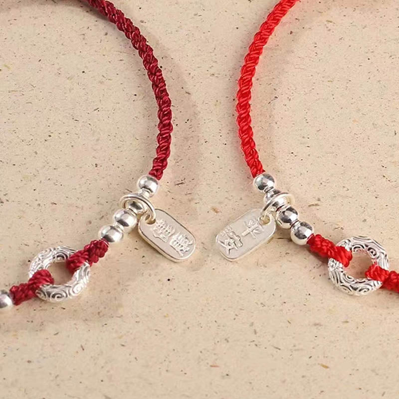 925 Sterling Silver Auspicious Clouds Peace Buckle Safe And Sound Bracelet Anklet - Image 4