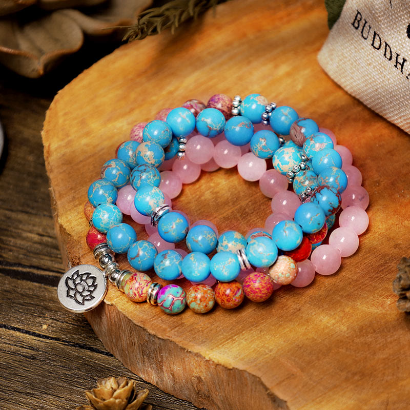 Tibetan Purple Miano Real Bead Harmony Lotus Mala - Image 7