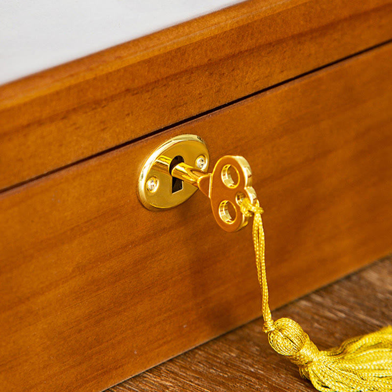 Vintage Wooden Jewelry Box Two-Layer Solid Wood Jewelry Storage Box - Image 12