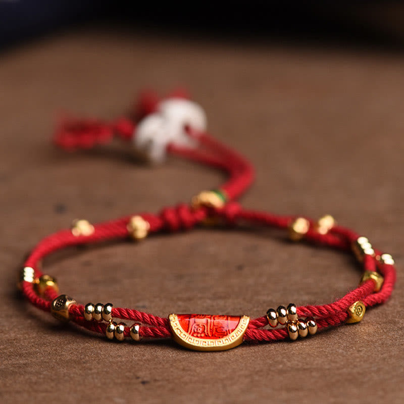 Handmade Cinnabar Dumplings Design Luck Braided Red Rope Bracelet
