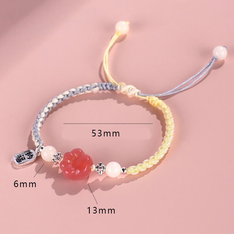 Yanyuan Agate Cat Claw Paw White Bodhi Seed Fu Character Positive Braided Rope Bracelet - Image 8