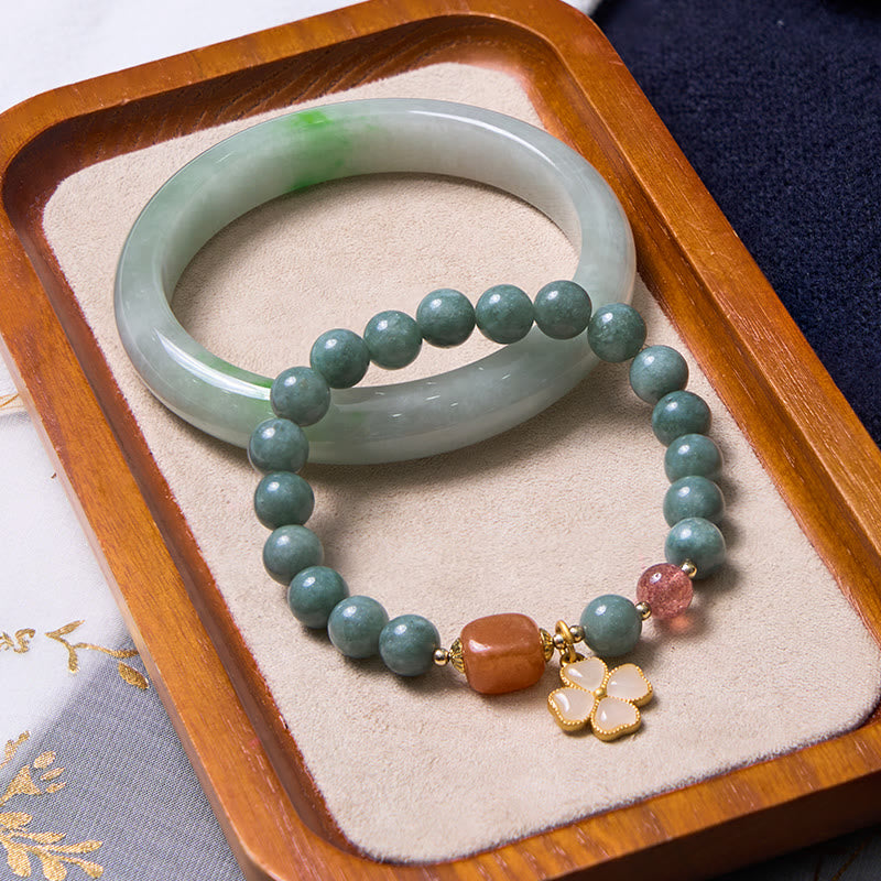 Bring Good Luck Green Jade Bracelet Bangle Bundle