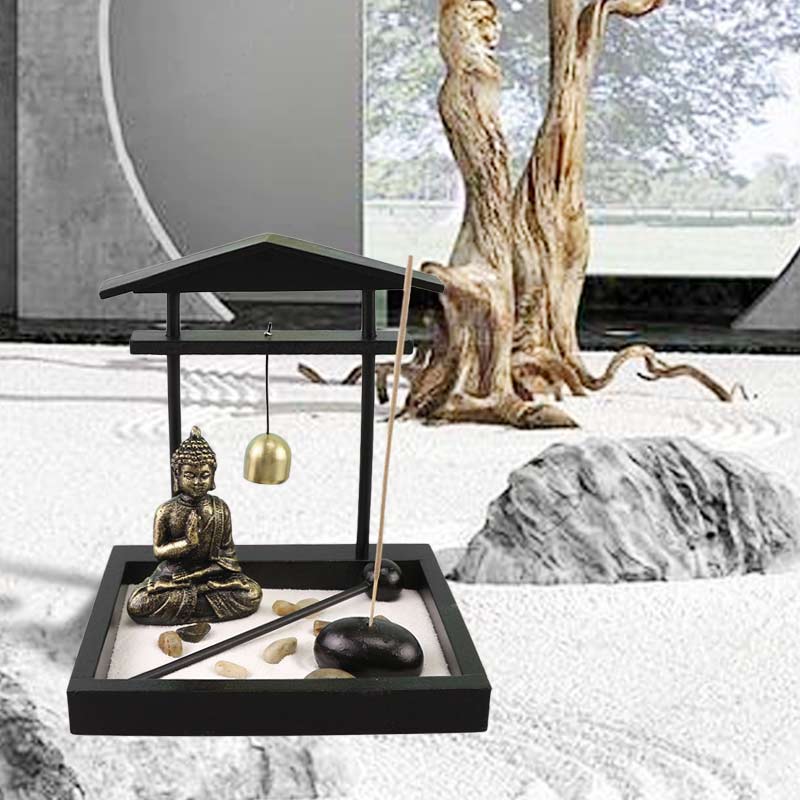 Buddha Statue Rocks Meditation Peace Zen Garden Set Home Decoration - Image 4