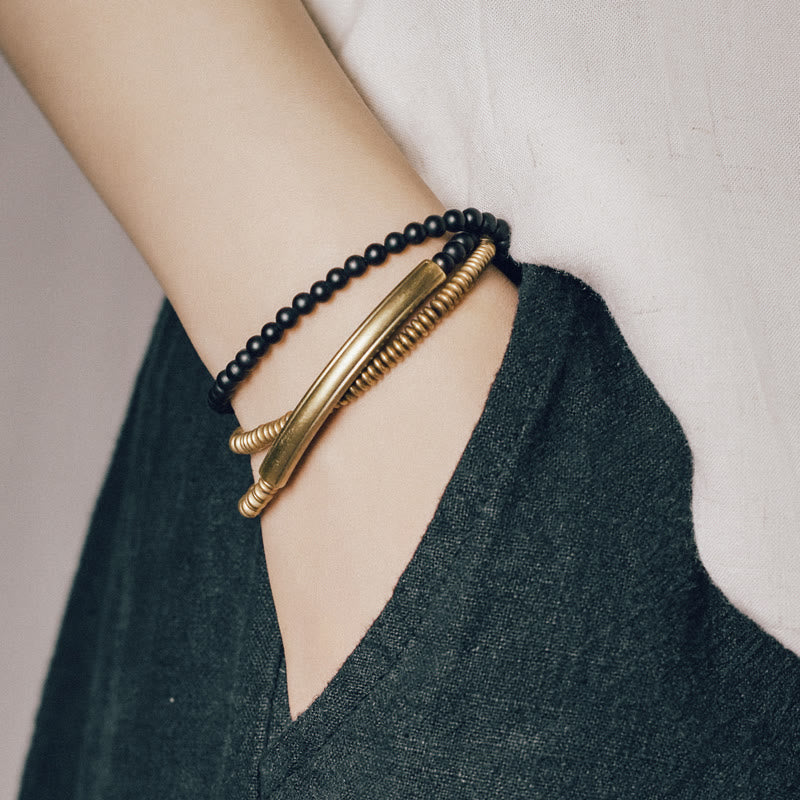 Tibetan Various Agate Stone Copper Protection Triple Wrap Bracelet - Image 6